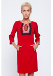 Сукня  «Меланія» червоного кольору з орнаментом та мереживом 
