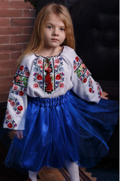 Вышиванка для девочки «Василинка» белого цвета