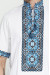Вышиванка мужская «Слобода» с черно-голубым орнаментом