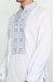 Вышиванка мужская «Ставр» белого цвета с серым орнаментом