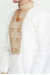Вышиванка мужская «Ставр» белого цвета с коричневым орнаментом