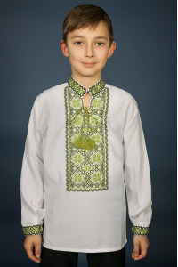 Вышиванка для мальчика «Марьянчик» с зеленым орнаментом