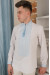 Вышиванка мужская «Илья» белого цвета с голубым орнаментом