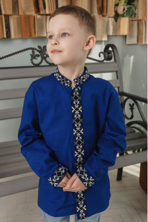 Вышиванка для мальчика «Демид» синего цвета