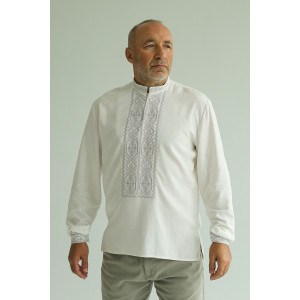 Чоловіча вишиванка «Святогор» білого кольору з сірим орнаментом