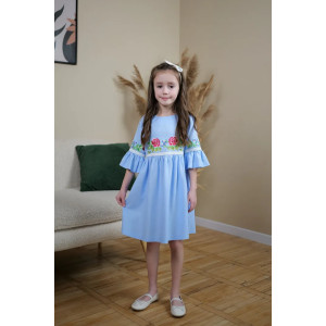 Сукня для дівчинки «Квіткова гладь» блакитного кольору