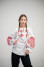 Embroidered shirt for girls "Tenderness Web" in white with red ornament
