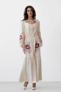 Вишита сукня «Розквіт» бежевого кольору