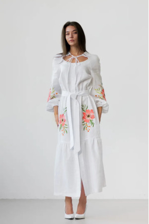 Вышитое платье «Розквіт» белого цвета