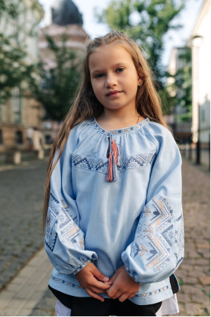 Embroidered shirt for girls "Father's Gift" in light blue