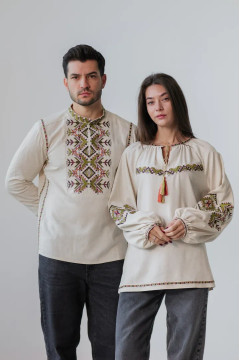 Парний комплект вишиванок «Батьківський дар» кольору льону