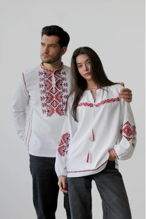 Парный комплект вышиванок «Батьківський дар» белого цвета