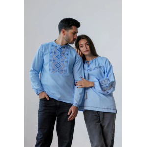 Парний комплект вишиванок «Батьківський дар» блакитного кольору