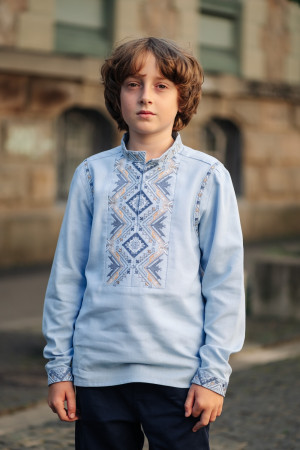 Вишиванка для хлопчика «Батьківський дар» блакитного кольору