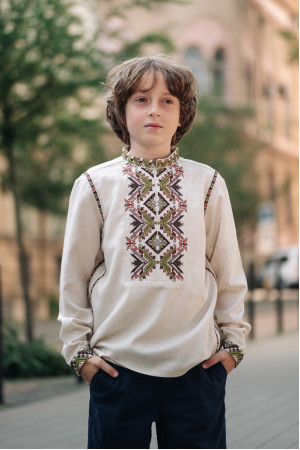 Вышиванка для мальчика «Батьківський дар» цвета льна