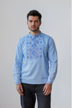 Чоловіча вишиванка «Батьківський дар» блакитного кольору