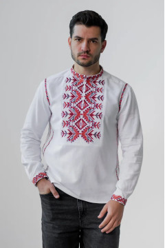 Чоловіча вишиванка «Батьківський дар» білого кольору