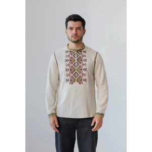 Чоловіча вишиванка «Батьківський дар» кольору льону