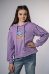 Вышитый свитшот для девочки «Рідне серце» лавандового цвета