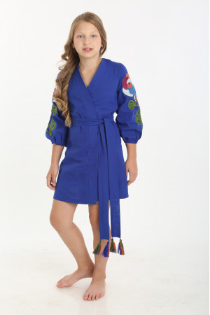 Платье для девочки «Цветочная ветвь» синего цвета