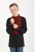 Вишиванка для хлопчика «Отаман» чорна з червоним орнаментом