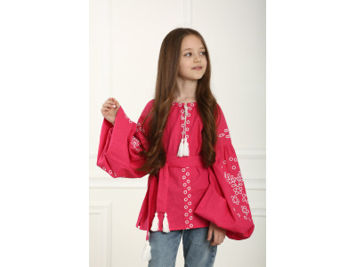 Вишиванка для дівчинки «Мереживні сни» рожевого кольору