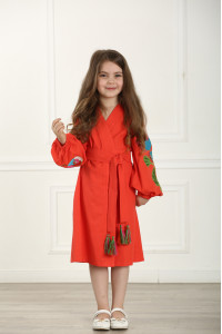 Платье для девочки «Цветочная ветвь» оранжевого цвета