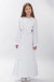 Платье для девочки «Шелест цветов» белого цвета с белым орнаментом