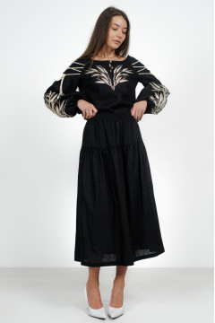 Embroidered shirt "Native Ear of Corn" in black
