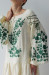 Вишита сукня «Романтика» молочного кольору з зеленим орнаментом