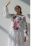 Embroidered dress "Romance" in white with cherry ornament