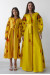 Комплект вышитых платьев «Украинская традиция» желтого цвета с красным орнаментом