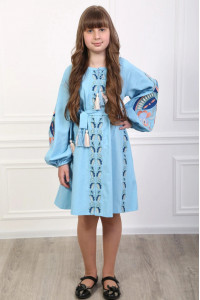Сукня для дівчинки «Птаха» блакитного кольору