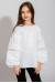 Вышиванка для девочки «Кружевной розмай» белого цвета с белой вышивкой