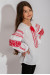 Вишиванка для дівчинки «Мереживні квіти» білого кольору з червоною вишивкою