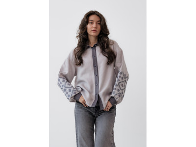 Embroidered shirt "Constellation of Traditions" in gray