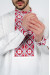 Чоловіча вишиванка «Геометрична» білого кольору з червоним орнаментом
