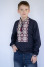 Embroidered shirt for a boy "Luxury" in dark blue with white ornament