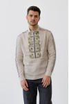 Men's embroidered shirt "Wings of Freedom" in linen color