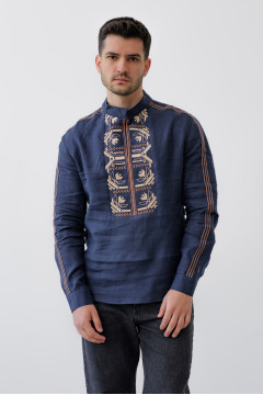 Men's embroidered shirt "Wings of Freedom" in dark blue