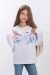 Вышитый свитшот для девочки «Зимний праздник» белого цвета с голубым орнаментом