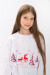 Вышитый свитшот для девочки «Зимний праздник» белого цвета с красным орнаментом