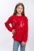 Вышитый свитшот для девочки «Зимний праздник» красного цвета