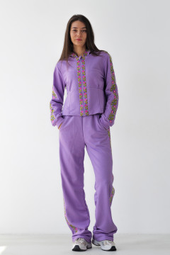 Lavender Rose Stripes Embroidered Suit