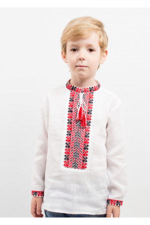 Вышиванка для мальчика «Стиль» с красным орнаментом