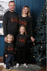 Семейный комплект свитшотов «Зимний праздник» серого цвета