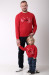 Комплект свитшотов для папы и сына «Зимний праздник» красного цвета