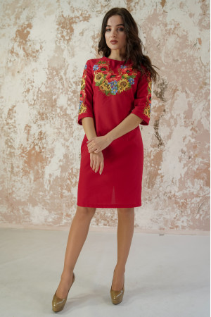 Сукня «Український букет» червоного кольору