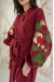 Платье-халат «Цветочная ветвь» цвета марсала
