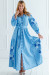 Вышитое платье «Очарование» голубого цвета с клиньями
